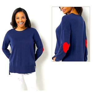 NWOT Studio Park Hi-Low Sweater with Heart Elbows